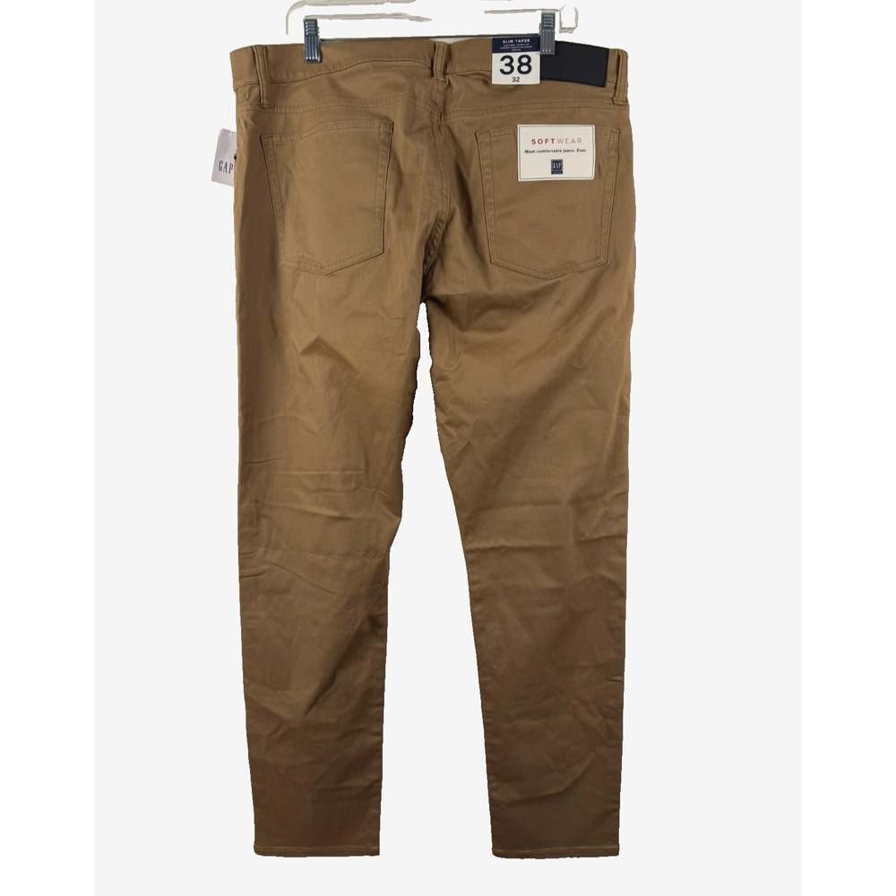 Gap Pants Mens 38x32 Slim Taper Stretch Twill Casual 5-Pocket Jeans Brown NWT